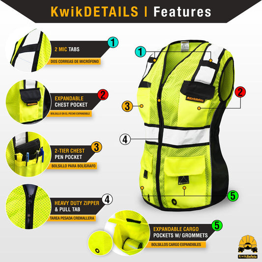 RoadBoss High Visibility Fitted Safety Vest - Yellow