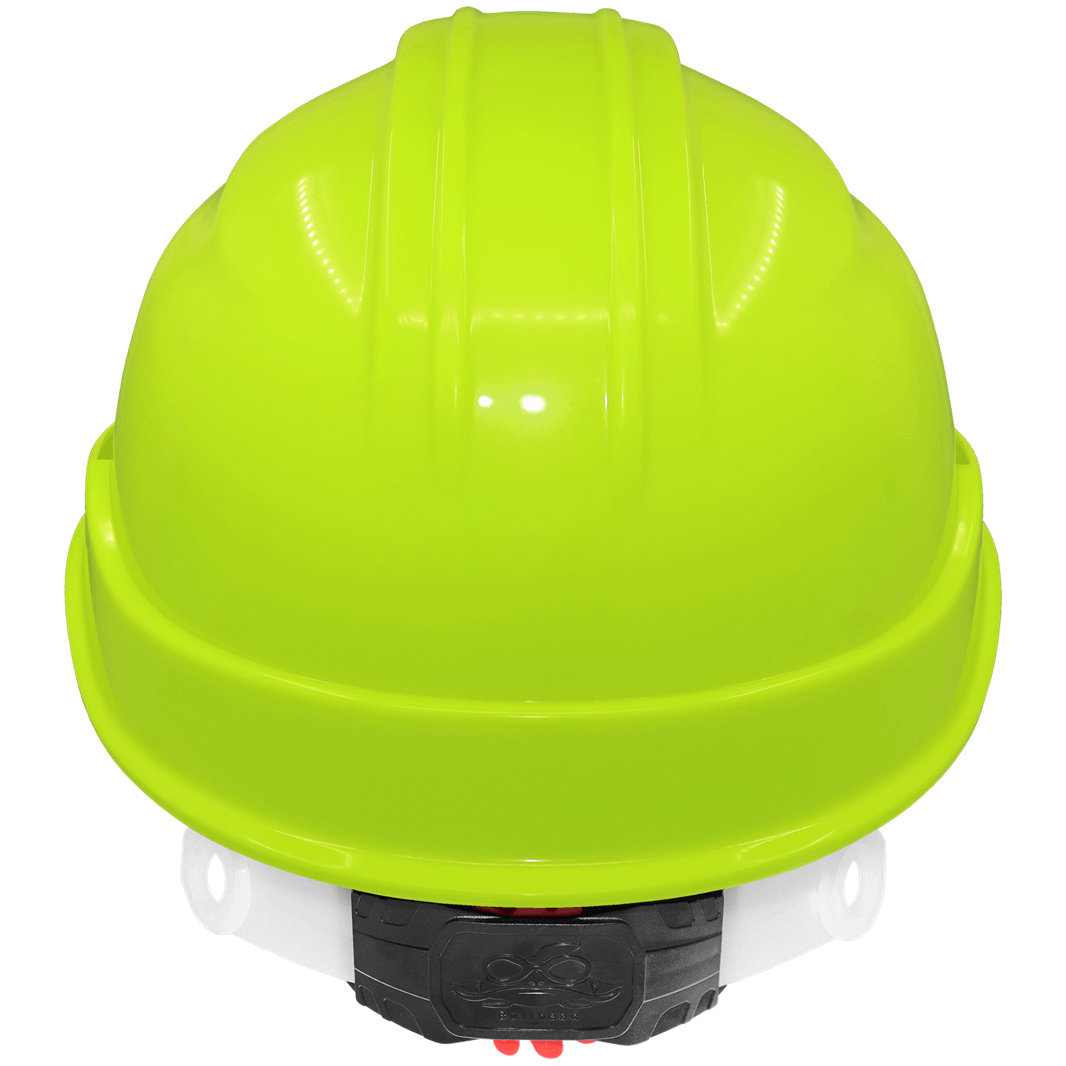 Hi-Vis Yellow Unvented Cap Style Hard Hat - 6-Point Ratchet Suspension & ANSI Z89.1
