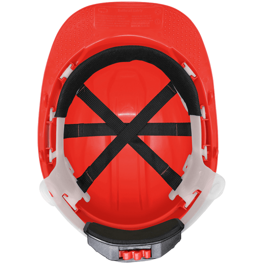 Red Unvented Cap Style Hard Hat - 6-Point Ratchet Suspension & ANSI Z89.1