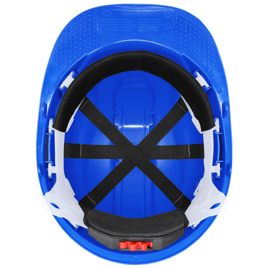 Blue Vented Cap Style Hard Hat - 6-Point Ratchet Suspension & ANSI Z89.1