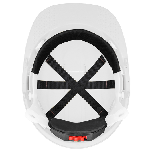 White Vented Cap Style Hard Hat - 6-Point Ratchet Suspension & ANSI Z89.1