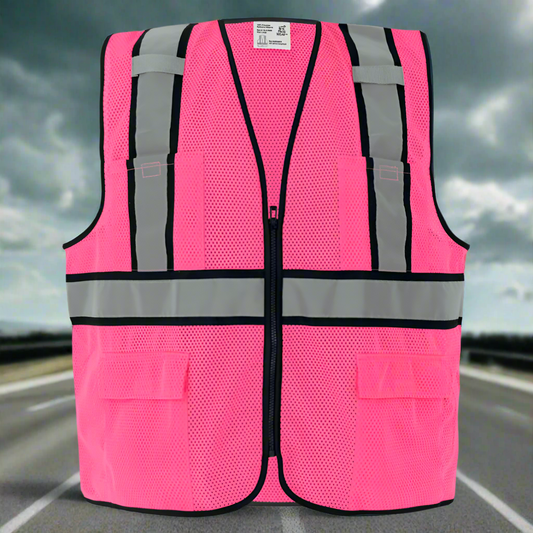 High-Visibility Pink Surveyors Vest, Non-ANSI