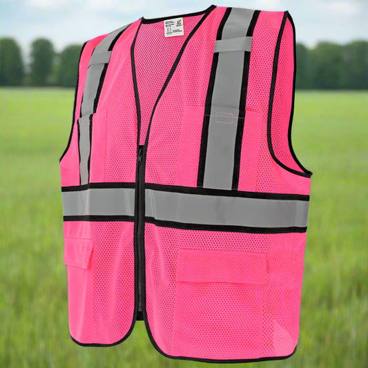High-Visibility Pink Surveyors Vest, Non-ANSI