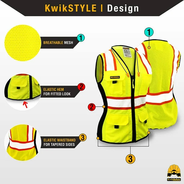 First Lady High Visibility Fitted Safety Vest - Yellow