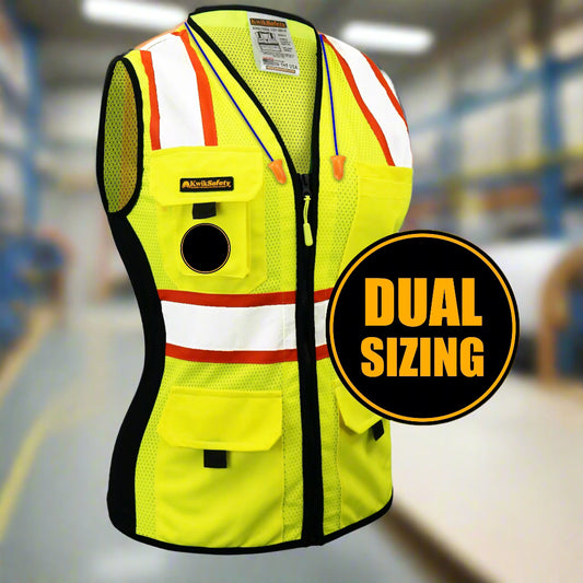 First Lady High Visibility Fitted Safety Vest Dual Size L/XL