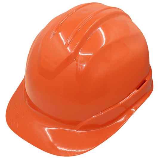 Orange Unvented Cap Style Hard Hat - 6-Point Ratchet Suspension & ANSI Z89.1