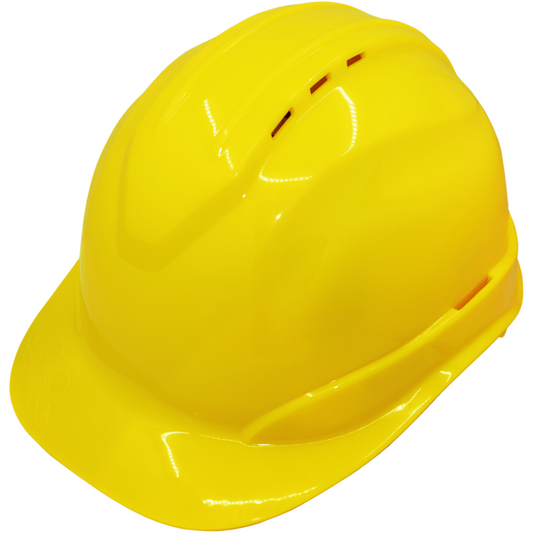 Yellow Vented Cap Style Hard Hat - 6-Point Ratchet Suspension & ANSI Z89.1