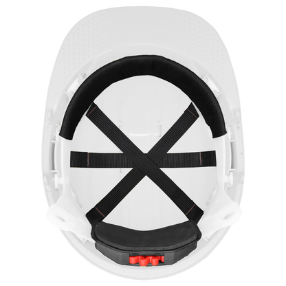 White Vented Cap Style Hard Hat - 6-Point Ratchet Suspension & ANSI Z89.1