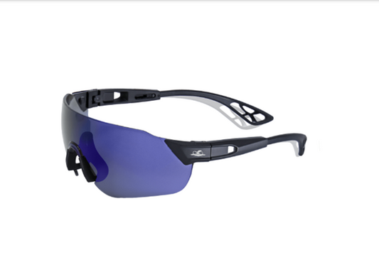 Tetra Blue Mirror Lens Safety Glasses, Anti-Fog
