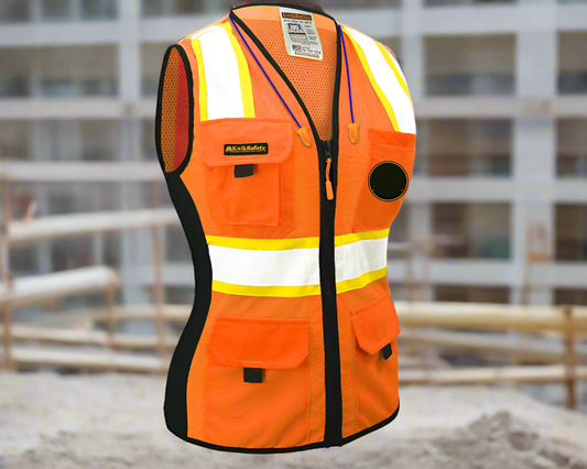 First Lady High Visibility Fitted Safety Vest - Orange
